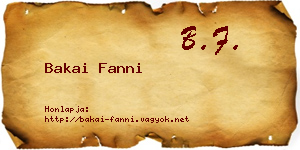 Bakai Fanni névjegykártya