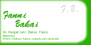 fanni bakai business card